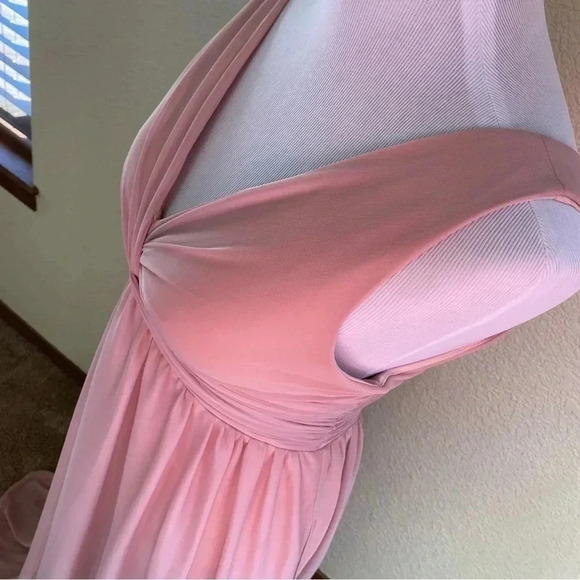 Birdy Grey Lianna Mesh Dress Muted Pink Maxi Bridesmaid Prom Formal Lined: Small - Picture 3 of 10